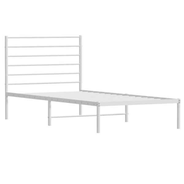 Metal Bed Frame with Headboard White 90x200 cm – Image 5