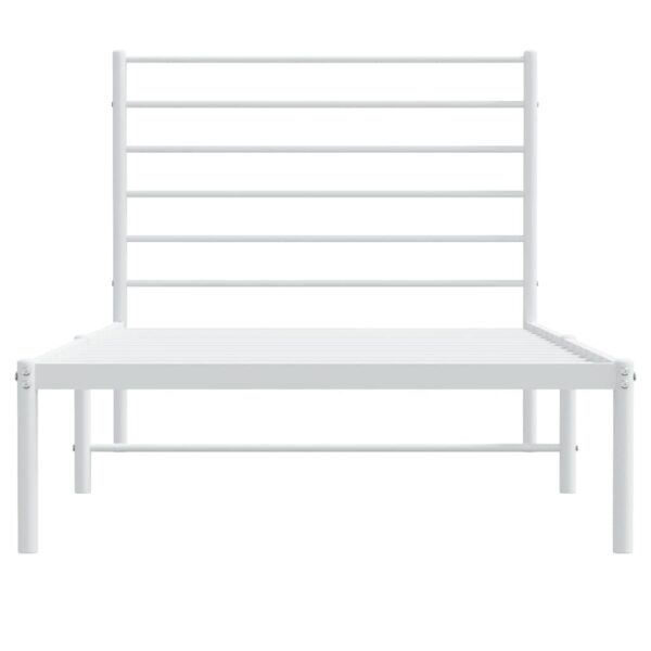Metal Bed Frame with Headboard White 90x200 cm – Image 2
